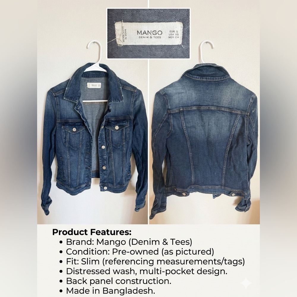 Mango Women's Blue Denim Jacket